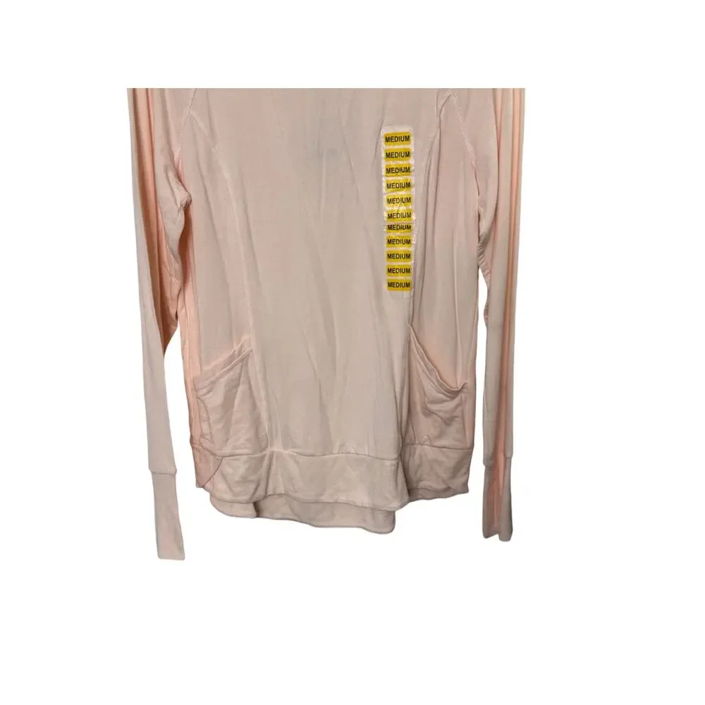 Yogalicious Ballerina Pink Long Sleeve Relaxed Fit Top Pockets & Thumbholes Sz M - Picture 3 of 9